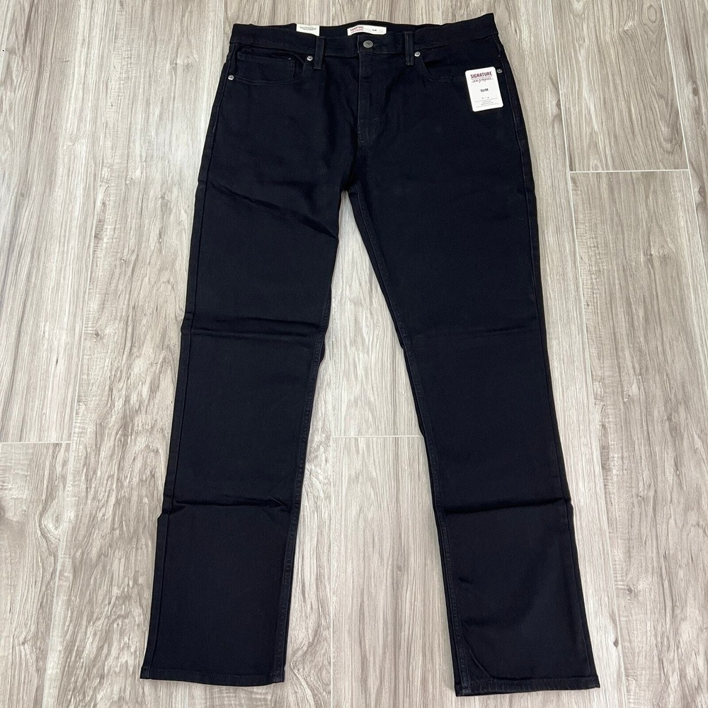 Signature by Levi Strauss Slim Super Flex #110782 Black Pants Size 36x32